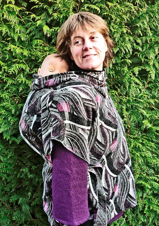 Manteau de portage bébé et grossesse en laine fine