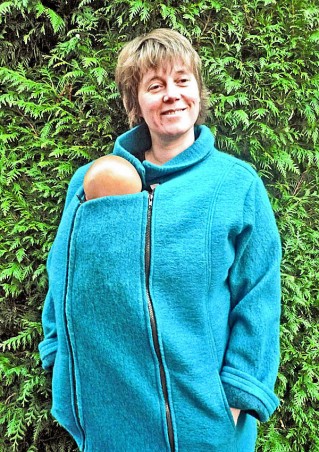 Manteau de portage bébé et grossesse en laine fine